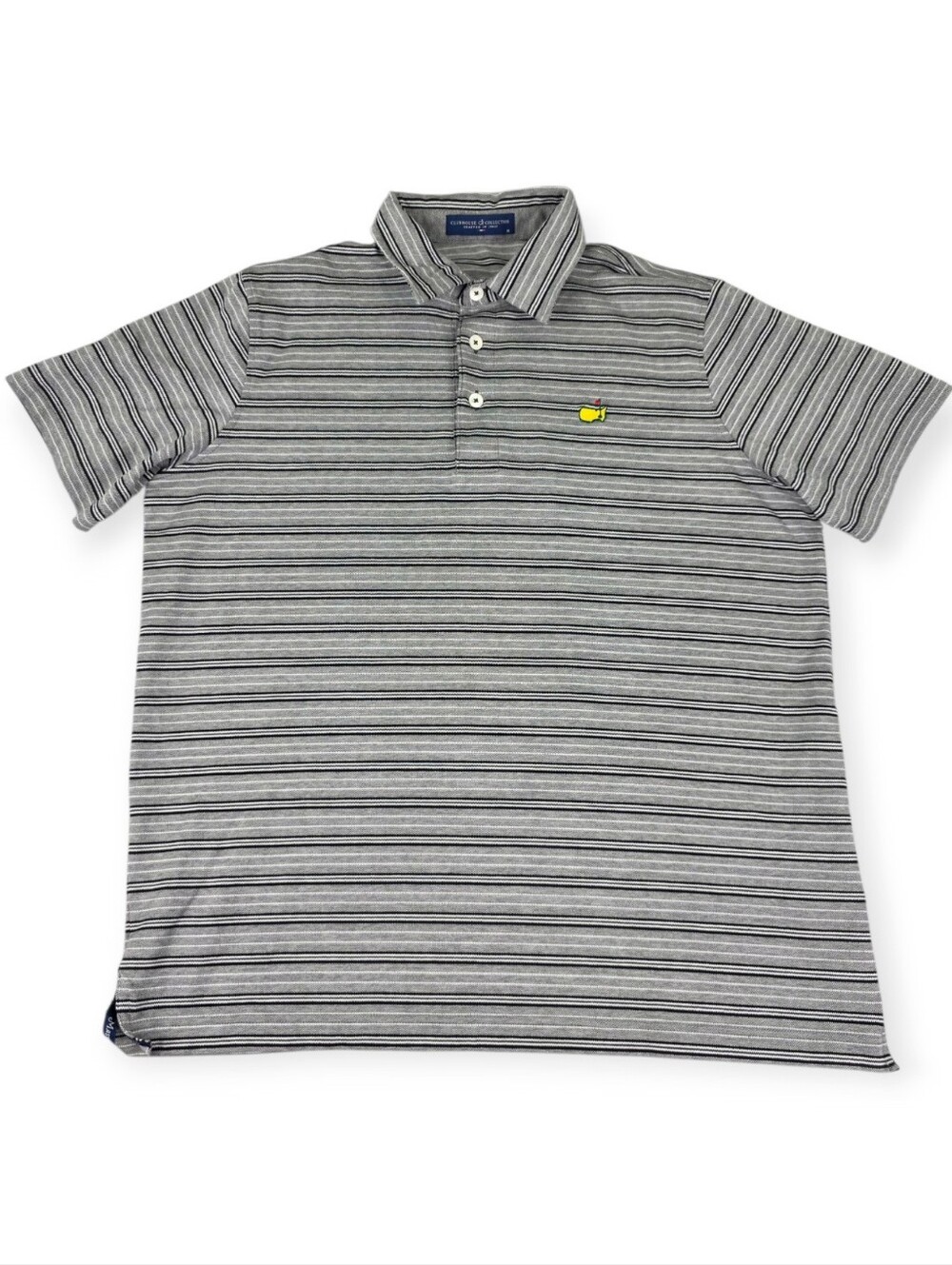 Clubhouse Collection Augusta Masters Polo Shirt Men's M Black/Gray Made In Italy